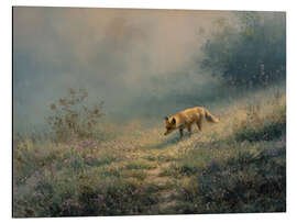 Print på aluminium Easter fox in an atmospheric wildflower meadow