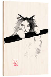Holzbild Japanische Katze - Péchane