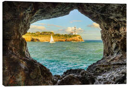 Leinwandbild Felsbogen in Portocolom auf Mallorca - Michael Valjak