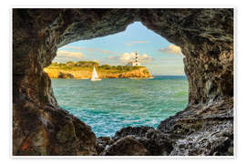 Wandbild Felsbogen in Portocolom auf Mallorca - Michael Valjak