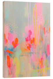 Holzbild Fließende Neon Pünktchen - Carina Artspace