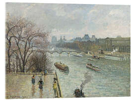 Acrylglasbild Der Louvre, Regenwetter am Nachmittag - Camille Pissarro