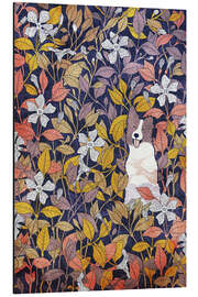 Print på aluminium Border Collie and flowers - syntetyc