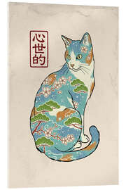 Acrylglasbild Blaue Blumenkatze - syntetyc