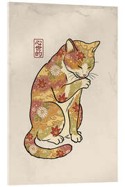 Acrylglasbild Herbstblumen-Katze - syntetyc