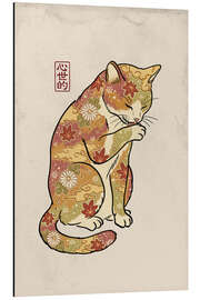 Print på aluminium Autumn Floral Cat - syntetyc