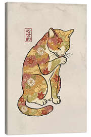 Leinwandbild Herbstblumen-Katze - syntetyc