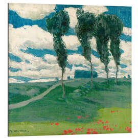 Print på aluminium Spring Landscape With Poplar Trees - Alois Kalvoda