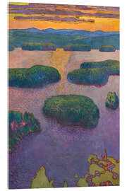 Tableau en verre acrylique Sunset over a lake - Eero Järnefelt, 1894