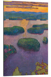 Print på aluminium Sunset over a lake - Eero Järnefelt, 1894