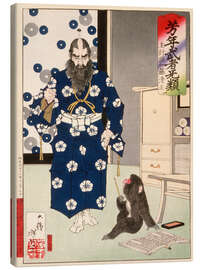 Leinwandbild Kazuenokami Katō Kiyomasa und ein Affen mit einem Pinsel - Tsukioka Yoshitoshi