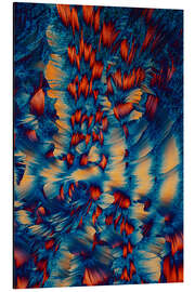 Tableau en aluminium Crystal World - Orange and blue  crystals under the microscope - Jaroslaw Blaminsky