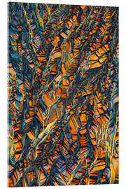 Acrylglasbild Kristallwelt - Goldene Kristalle aus Beta-Alanin - Jaroslaw Blaminsky