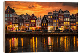 Stampa su legno Amsterdam houses at sunset - George Pachantouris