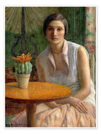 Poster Der Kaktus, Porträt einer Dame - Frederick Carl Frieseke
