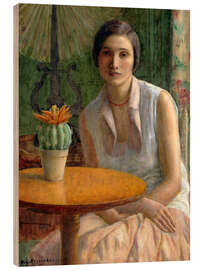 Wood print The Cactus, Portrait of a Lady - Frederick Carl Frieseke