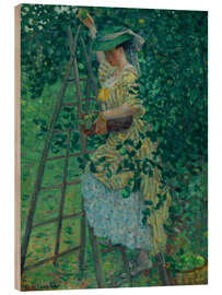 Holzbild Der Apfelbaum, Porträt einer Dame - Frederick Carl Frieseke