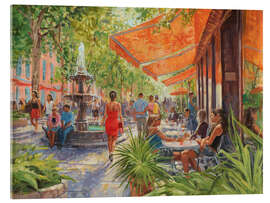 Acrylglasbild Promenade mit Café und Brunnen - Paul Simmons