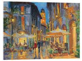 Acrylglasbild Straßencafés bei Nacht - Paul Simmons