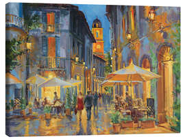 Leinwandbild Straßencafés bei Nacht - Paul Simmons