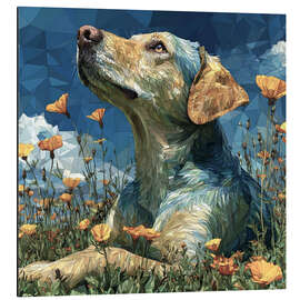 Print på aluminium Portrait of a Dog in a Flower Field - Maria Tuzhilkina