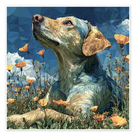 Wall art print Portrait of a Dog in a Flower Field - Maria Tuzhilkina