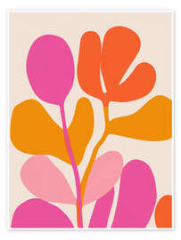 Poster Leuchtende Blütenformen, pink - Carina Artspace