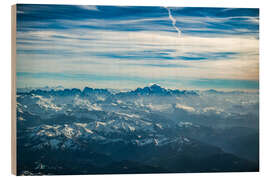 Holzbild Schweizer Alpen mit Mont Blanc - HADYPHOTO