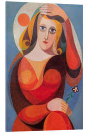Acrylglasbild Die Dame in Rot - Heinrich Hoerle