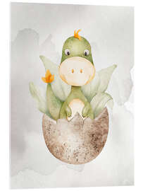 Acrylglasbild Niedliches Baby-Dinosaurier schlüpft aus dem Ei - nobelart