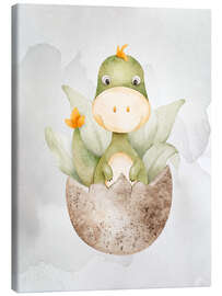 Leinwandbild Niedliches Baby-Dinosaurier schlüpft aus dem Ei - nobelart