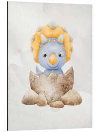 Print på aluminium Cute Baby Triceratops Hatching from Egg - nobelart