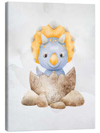 Leinwandbild Ein süßer Triceratops-Baby schlüpft aus dem Ei - nobelart