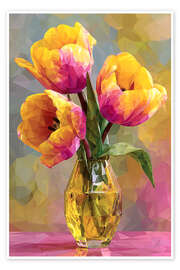 Wall art print Spring flowers - Yellow tulips - Maria Tuzhilkina