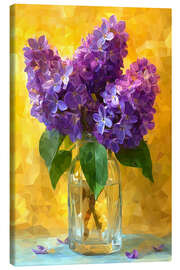 Tableau sur toile Lilac bouquet, lilacs on yellow - Maria Tuzhilkina