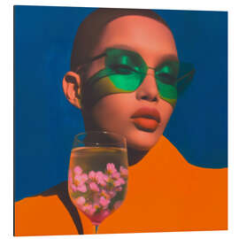 Print på aluminium Fashion look with wine glass - Carina Artspace