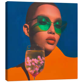 Leinwandbild Fashion Look mit Weinglas - Carina Artspace