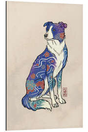Print på aluminium Border Collie Japanese Floral Pattern - syntetyc