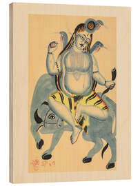 Holzbild Shiva reitet auf dem Stier Nandi, Kolgata