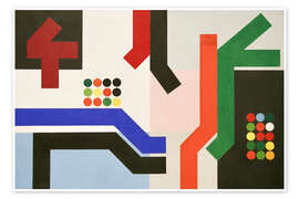 Wall art print Twelve rooms with surfaces, angular bands and circles, 1939 - Sophie Taeuber-Arp