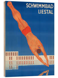 Holzbild Schwimmbad Liestal - Otto Plattner - Vintage Water Ski Collection