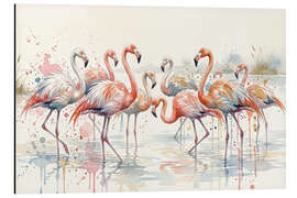 Print på aluminium Watercolour Flamingo - Mango Art