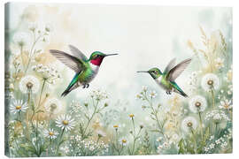 Tableau sur toile Hummingbirds and summer greenery - Mango Art