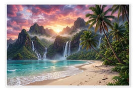 Poster Uhrzeitliche Insel - Mango Art