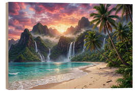 Holzbild Uhrzeitliche Insel - Mango Art