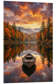 Acrylic print Boat and sunset on the lake - Mango Art