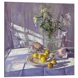 Print på aluminium Still Life Flowers and Lemons II - Timothy Easton