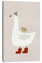 Leinwandbild Gans und Gänseküken - treechild