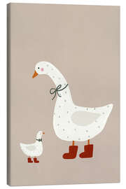 Leinwandbild Gans und Gänseküken - treechild