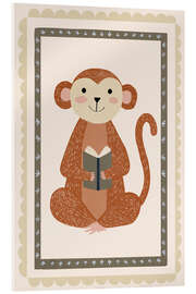 Tableau en verre acrylique L'amour des singes et des livres - treechild